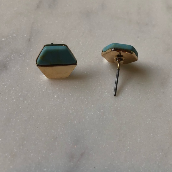The Palmer- Turquoise Marble & Gold Geometric Stud - Picture 3 of 3